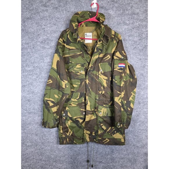 Dutch Army Jacket Mens Small Woodland DPM Field Parka Flag Patch KL 6080/8590 - Picture 2 of 10